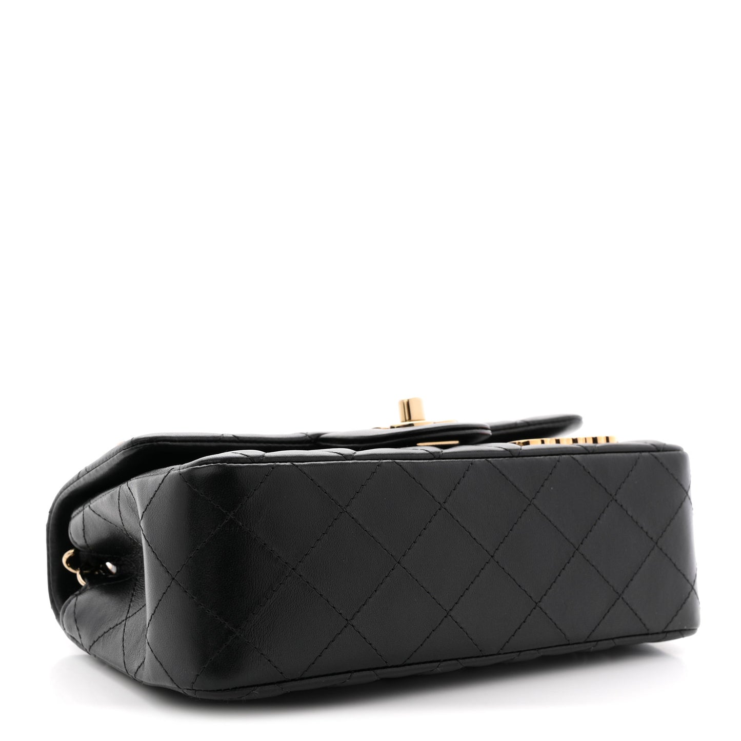 Lambskin Quilted Hollywood Charms Mini Rectangular Flap Black