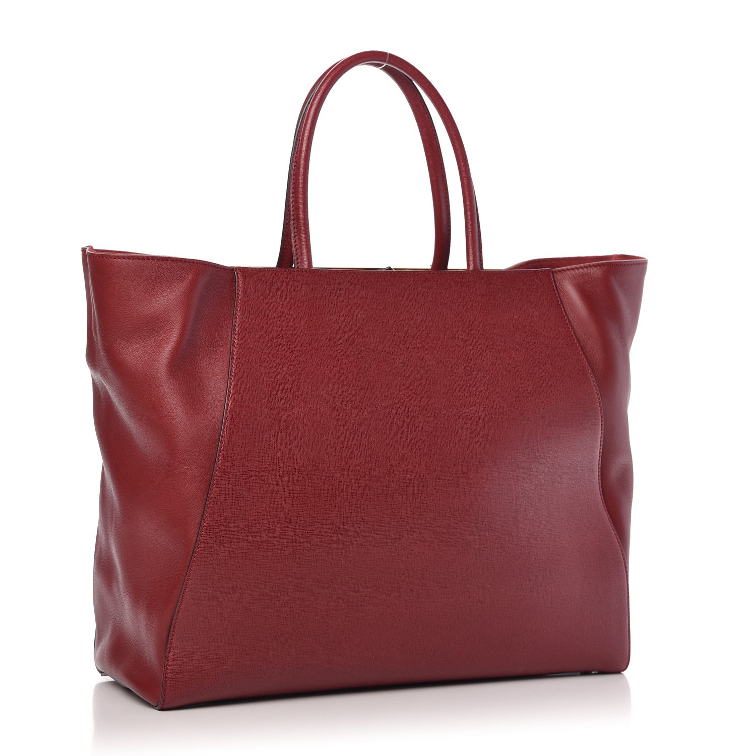 Fendi Vitello Elite Large 2Jours Tote Rosso Scuro Ciliegia 3 of 9