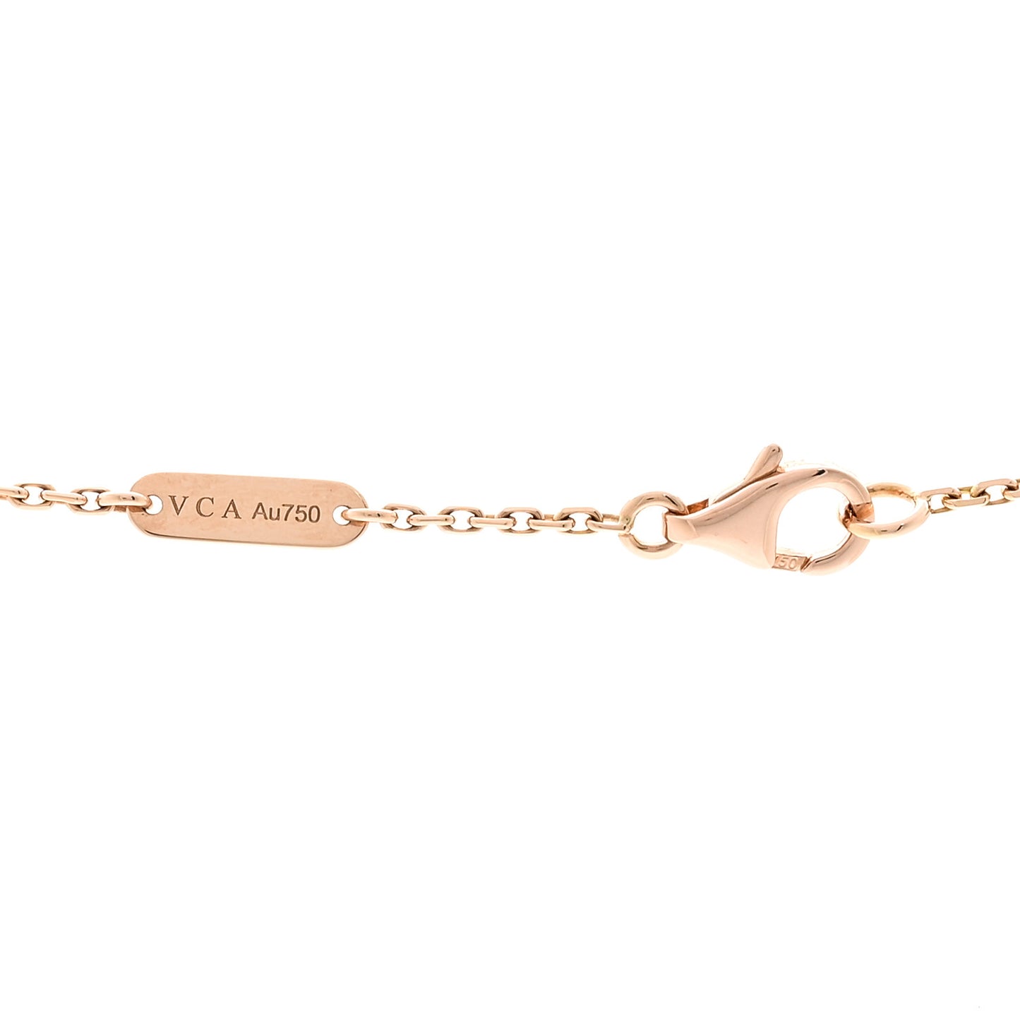 18K Rose Gold Diamond Pink Porcelain Vintage Alhambra Pendant Necklace