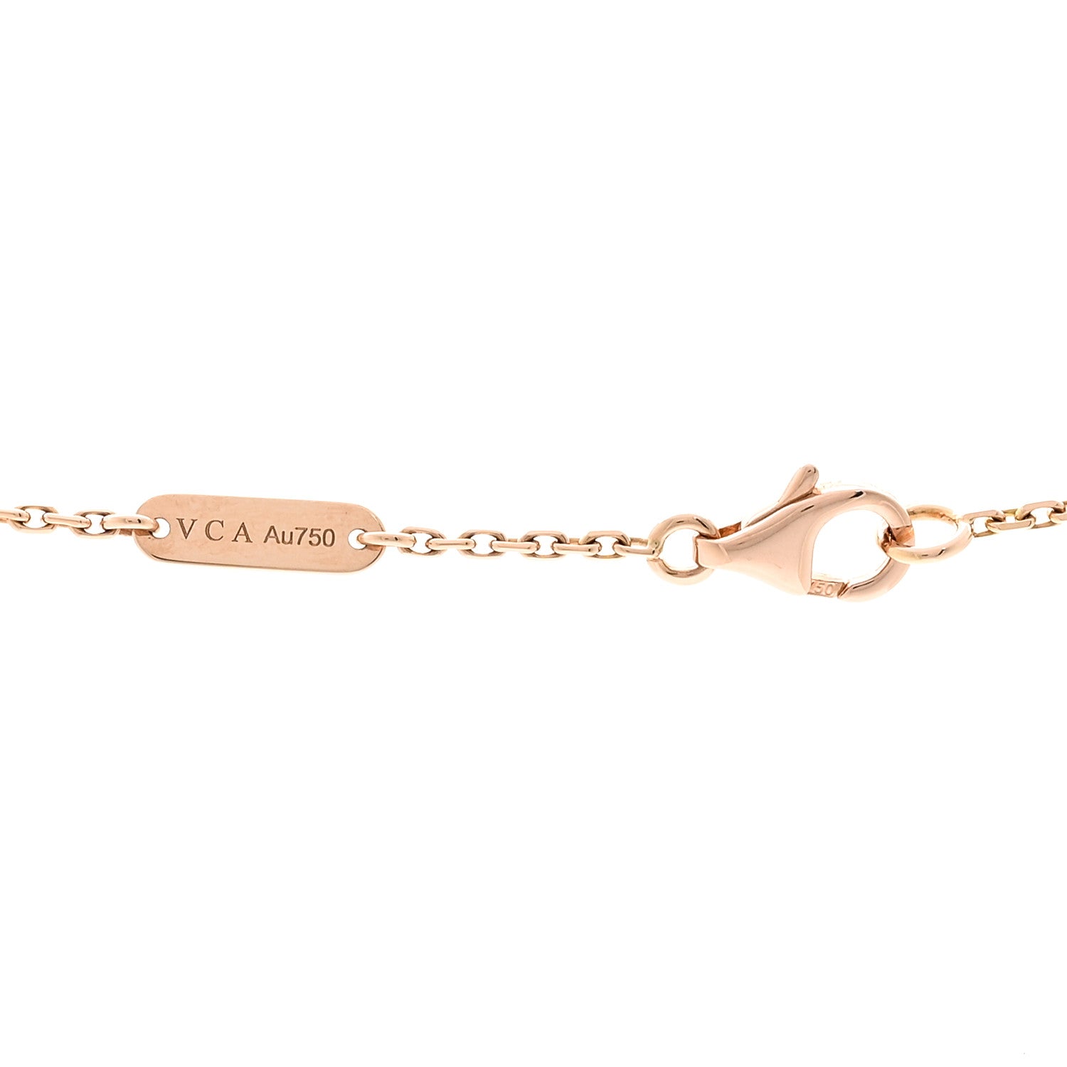Van Cleef & Arpels 18K Rose Gold Diamond Pink Porcelain Vintage Alhambra Pendant Necklace 4 of 6