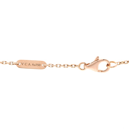 Van Cleef & Arpels 18K Rose Gold Diamond Pink Porcelain Vintage Alhambra Pendant Necklace 4 of 6