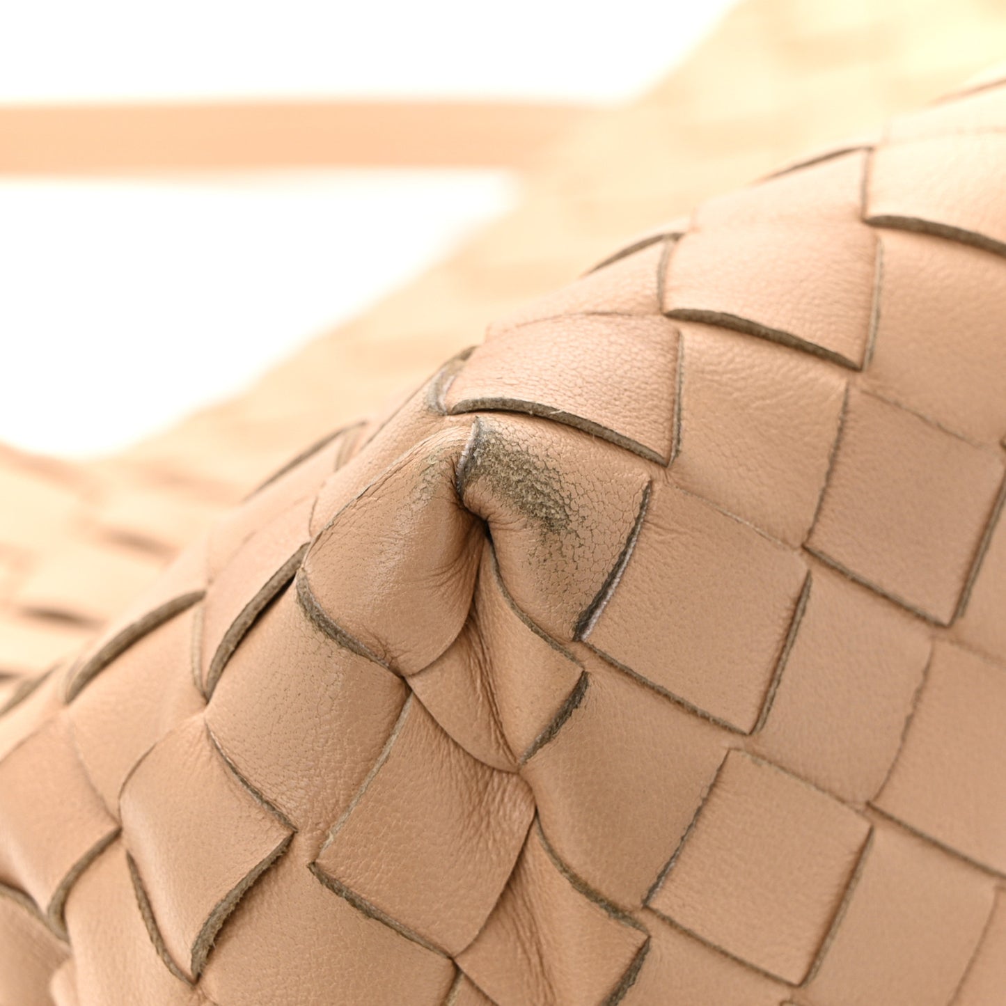 Nappa Intrecciato Shoulder Bag Almond