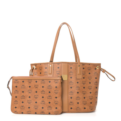 MCM Visetos Medium Liz Reversible Shopper Tote Cognac 1 of 14