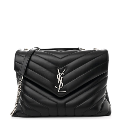 Saint Laurent Calfskin Y Quilted Monogram Medium Loulou Chain Satchel Black 1 of 12