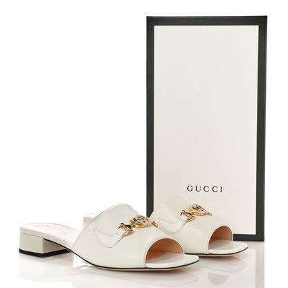 Gucci Malaga Kid Zumi Mid Heel Slide Sandals 39 Dusty White 12 of 12