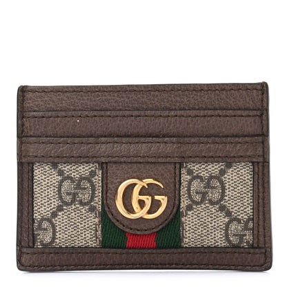 Gucci GG Supreme Monogram Textured Dollar Calfskin Ophidia Card Holder Beige Ebony New Acero 1 of 6