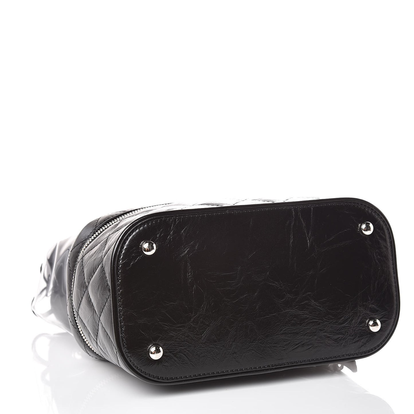Crumpled Calfskin PVC Quilted Backpack Black