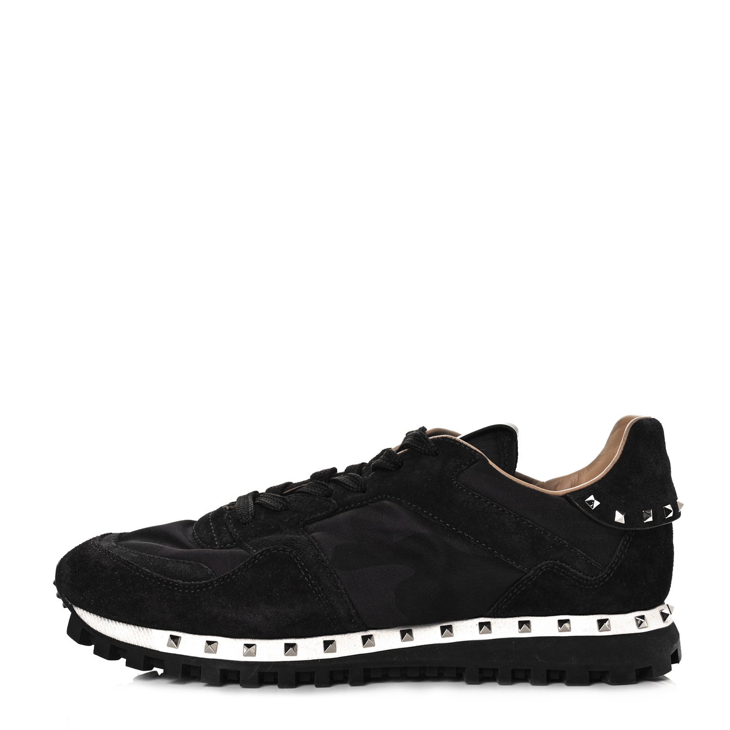 Suede Nylon Camouflage Womens Soul Rockstud Sneakers 38 Black