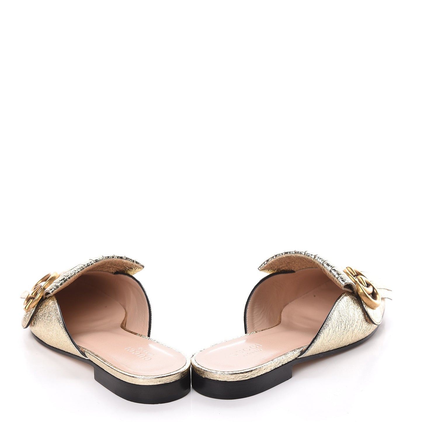 Galassia Womens GG Marmont Fringe Slippers 35.5 Platino