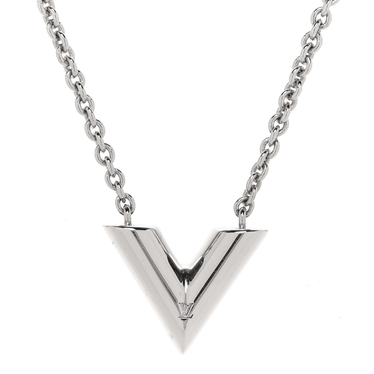 Louis Vuitton Metal Essential V Supple Necklace Silver 4 of 7