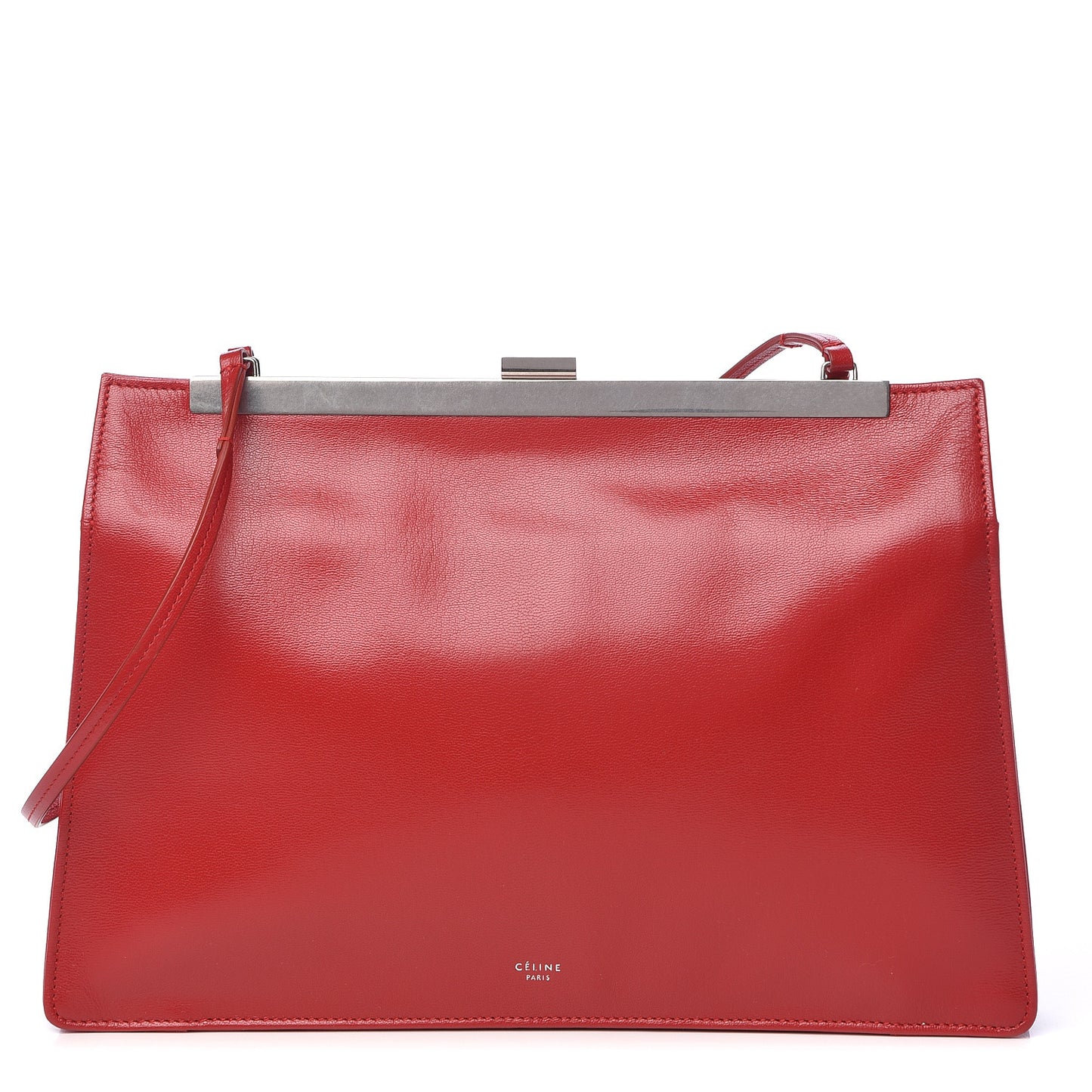 Patina Box Calfskin Medium Clasp Shoulder Bag Pop Red