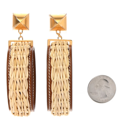 Hermes Wicker Swift Medor Picnic Earrings GM Gold 2 of 5