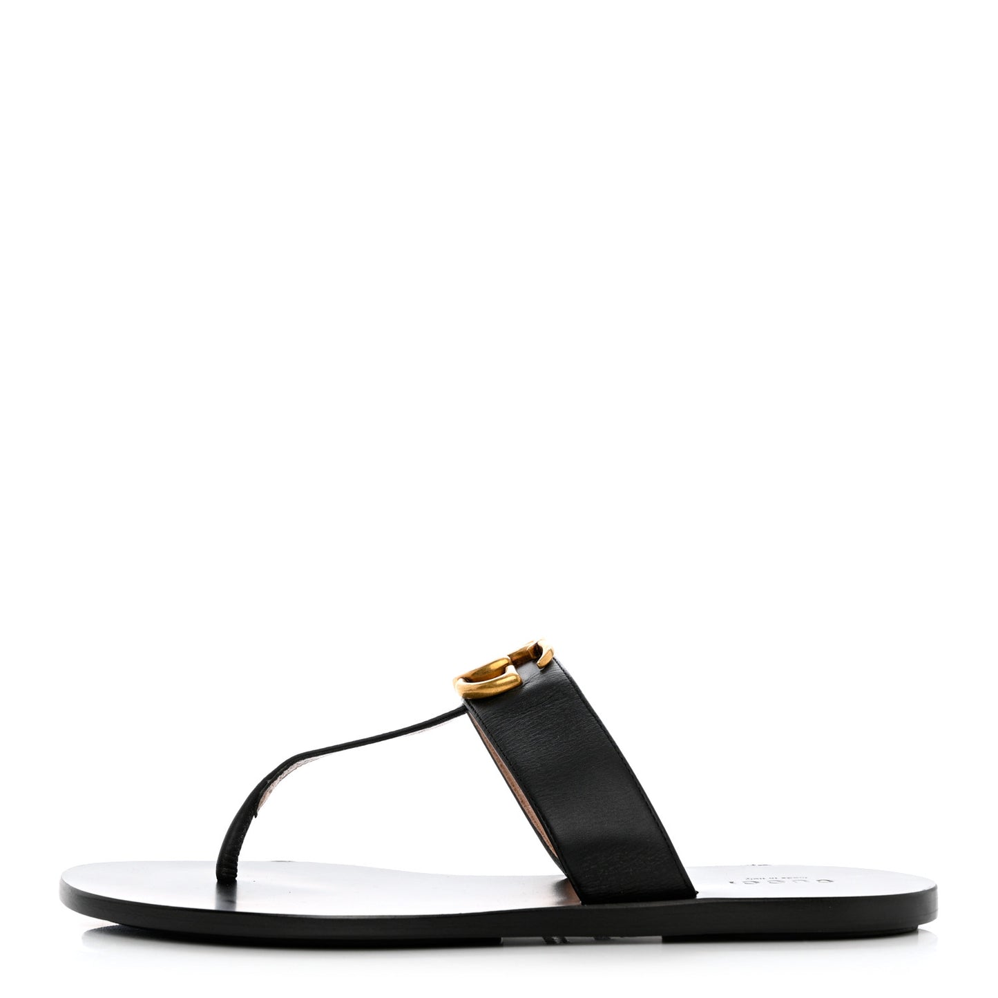Calfskin GG Marmont Thong Sandals 38 Black