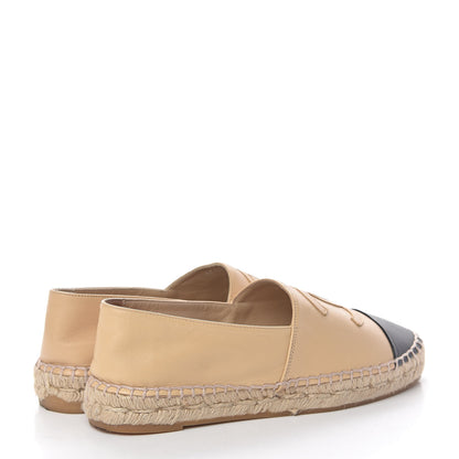 Chanel Lambskin CC Espadrilles 36 Beige Black 4 of 18