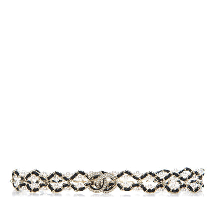 Chanel Pearl Lambskin CC Chain Twist Choker Necklace Black Gold 1 of 4