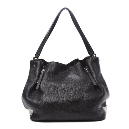Burberry Grainy Calfskin House Check Medium Maidstone Black 1 of 10