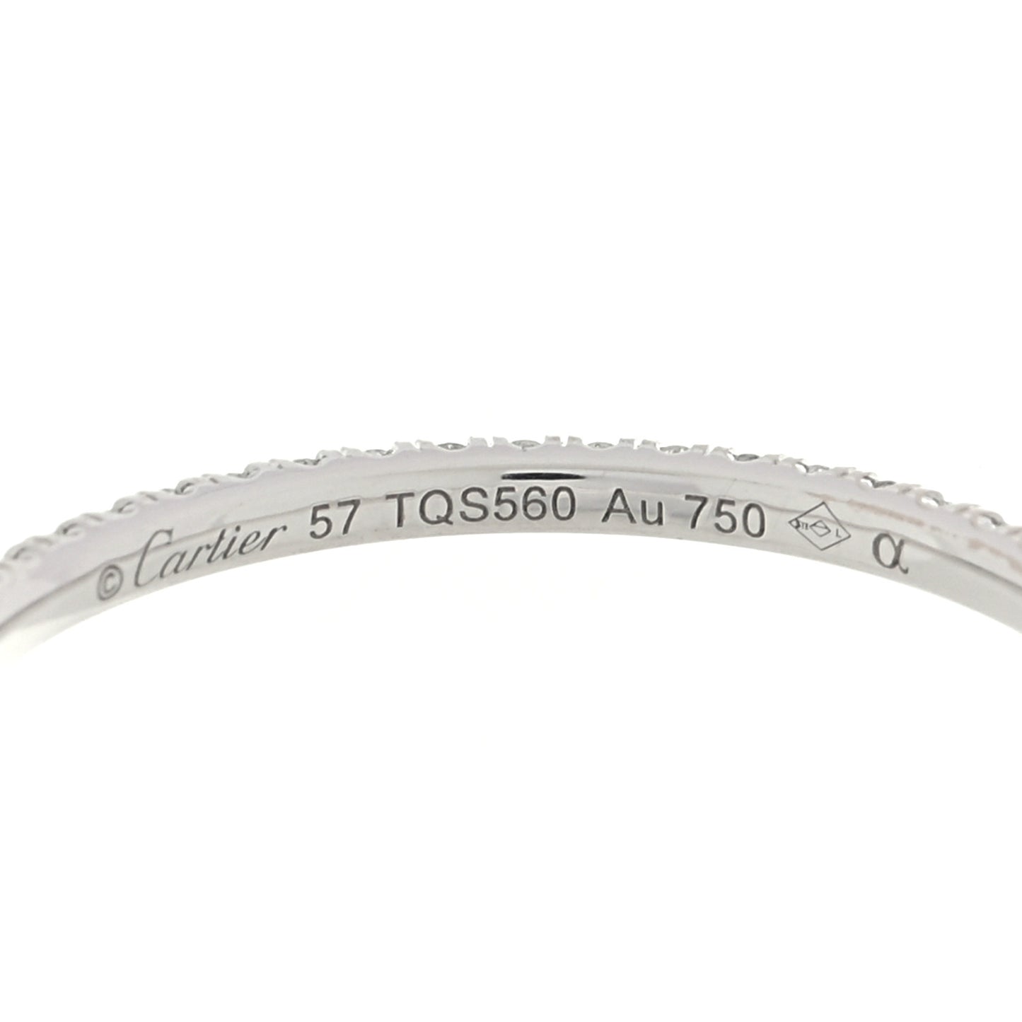 18K White Gold Diamond 1.5mm Etincelle de Cartier Wedding Band Ring 57 8
