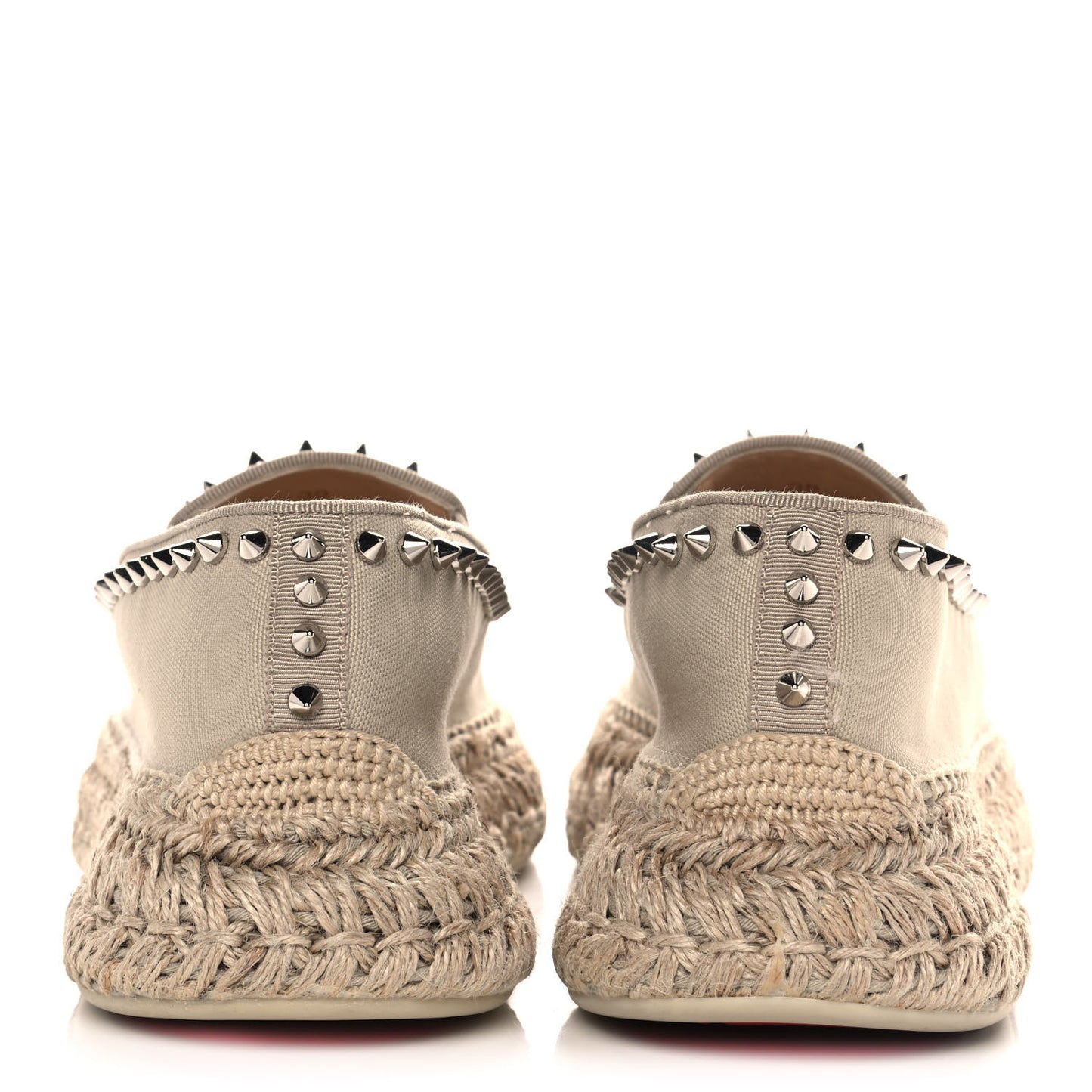 Canvas Espaboat Spikes Flat Espadrilles 39 Beige