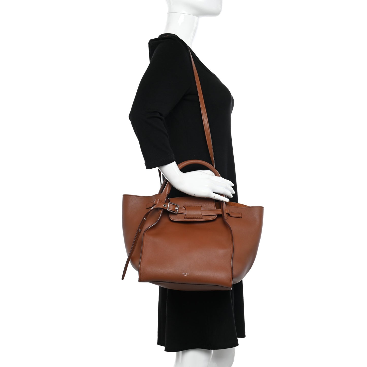 Smooth Calfskin Small Long Strap Big Bag Tan