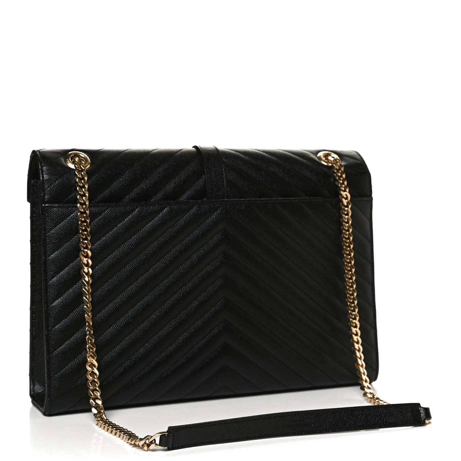Saint Laurent Grain De Poudre Matelasse Chevron Large Monogram Satchel Black 3 of 11