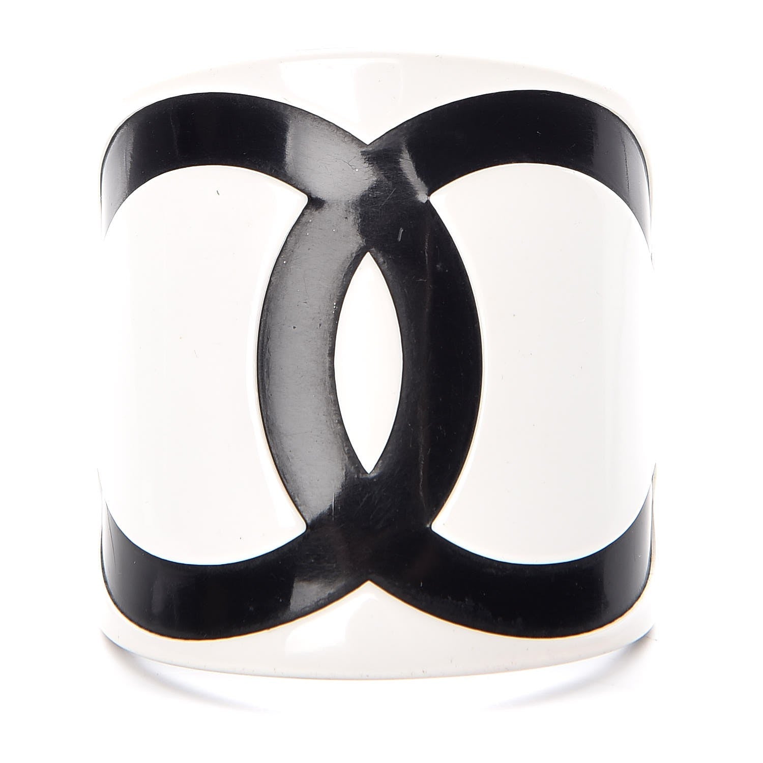 Chanel Resin CC Cuff White Black 1 of 4
