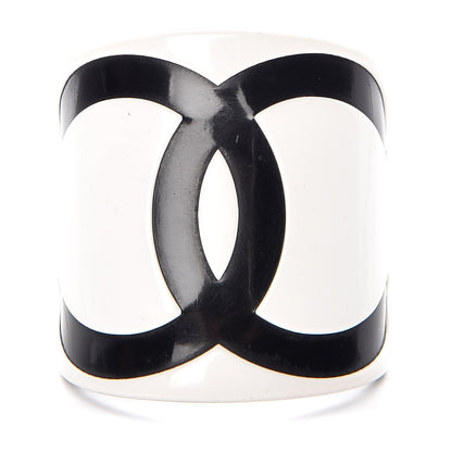 Chanel Resin CC Cuff White Black 1 of 4