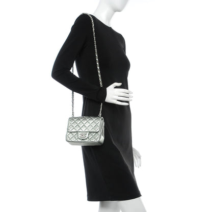 Chanel Metallic Lambskin Quilted Mini Square Flap Green 2 of 8