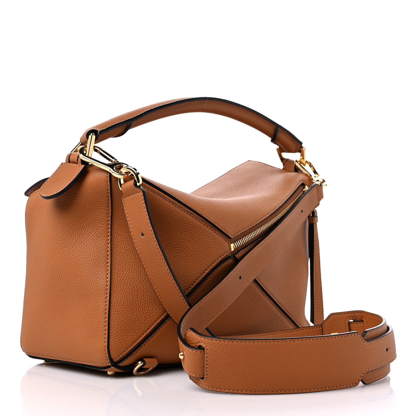 Soft Grained Calfskin Medium Puzzle Bag Light Caramel
