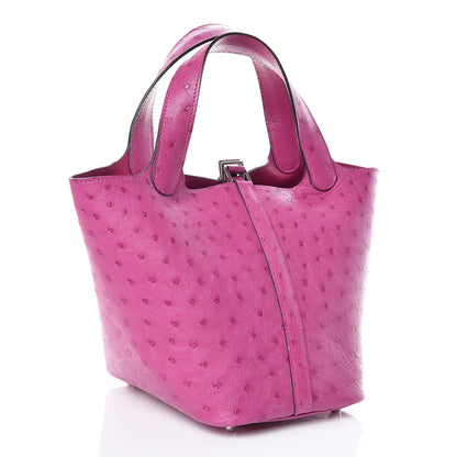 Hermes Ostrich Picotin Lock 18 Rose Pourpre 3 of 10