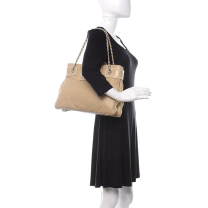 Chanel Lambskin Quilted Mademoiselle Accordion Tote Beige 2 of 13