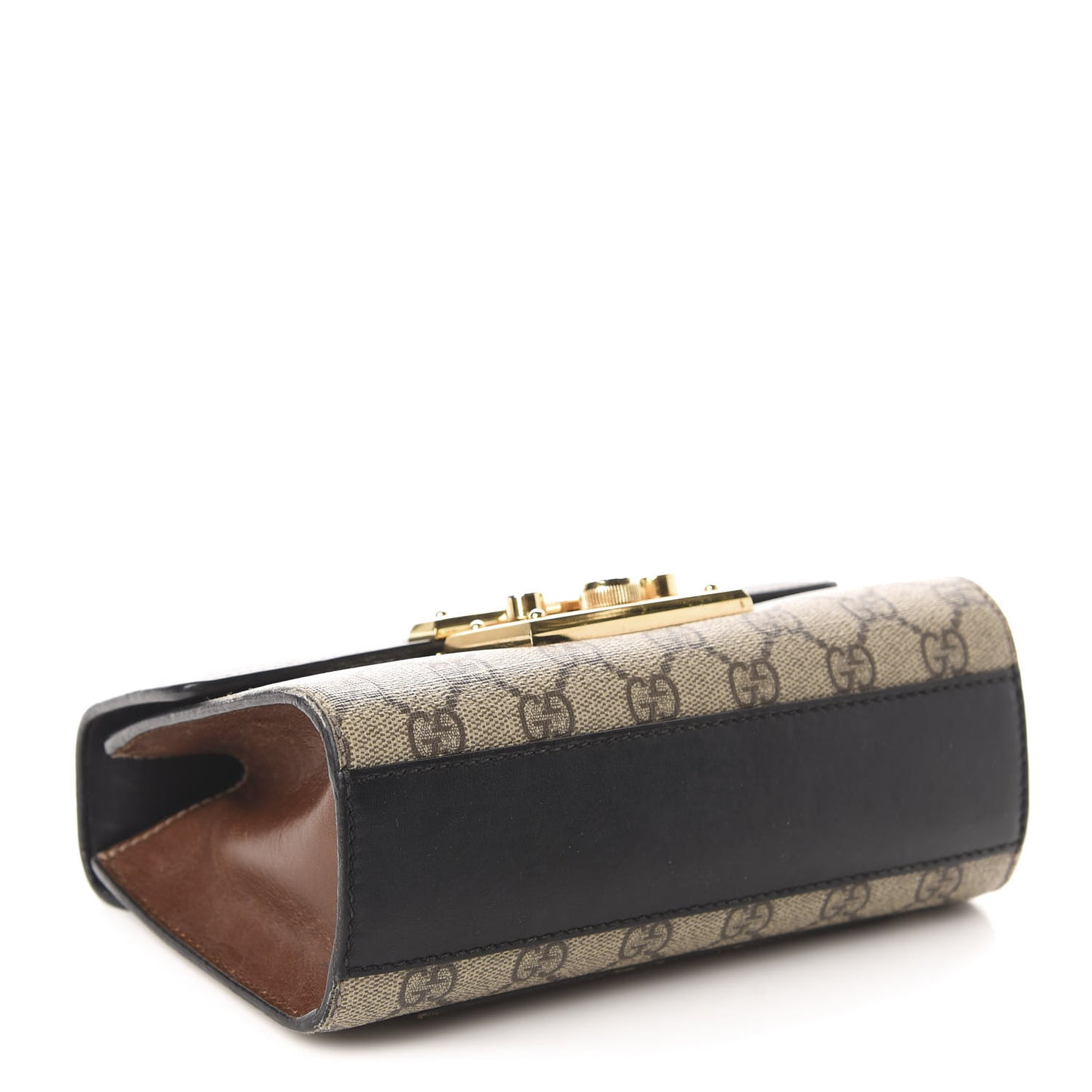 GG Supreme Monogram Calfskin Small Padlock Shoulder Bag Beige Black Cuir