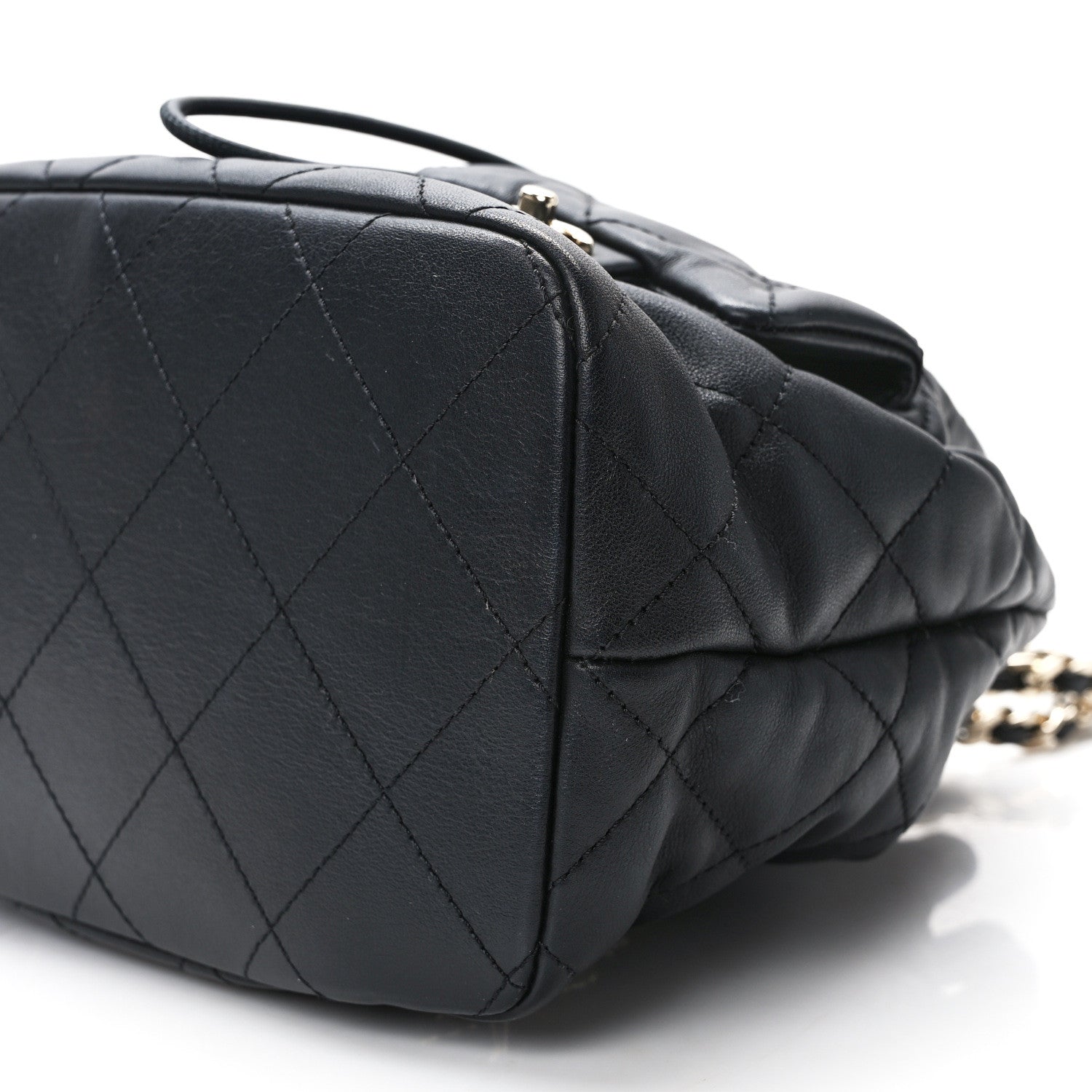 Chanel Lambskin Quilted Double Pocket Drawstring Backpack Black 10 of 11