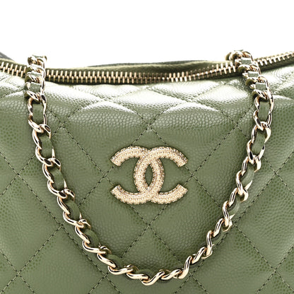 Chanel Caviar Quilted Chain Hobo Khaki 8 of 11