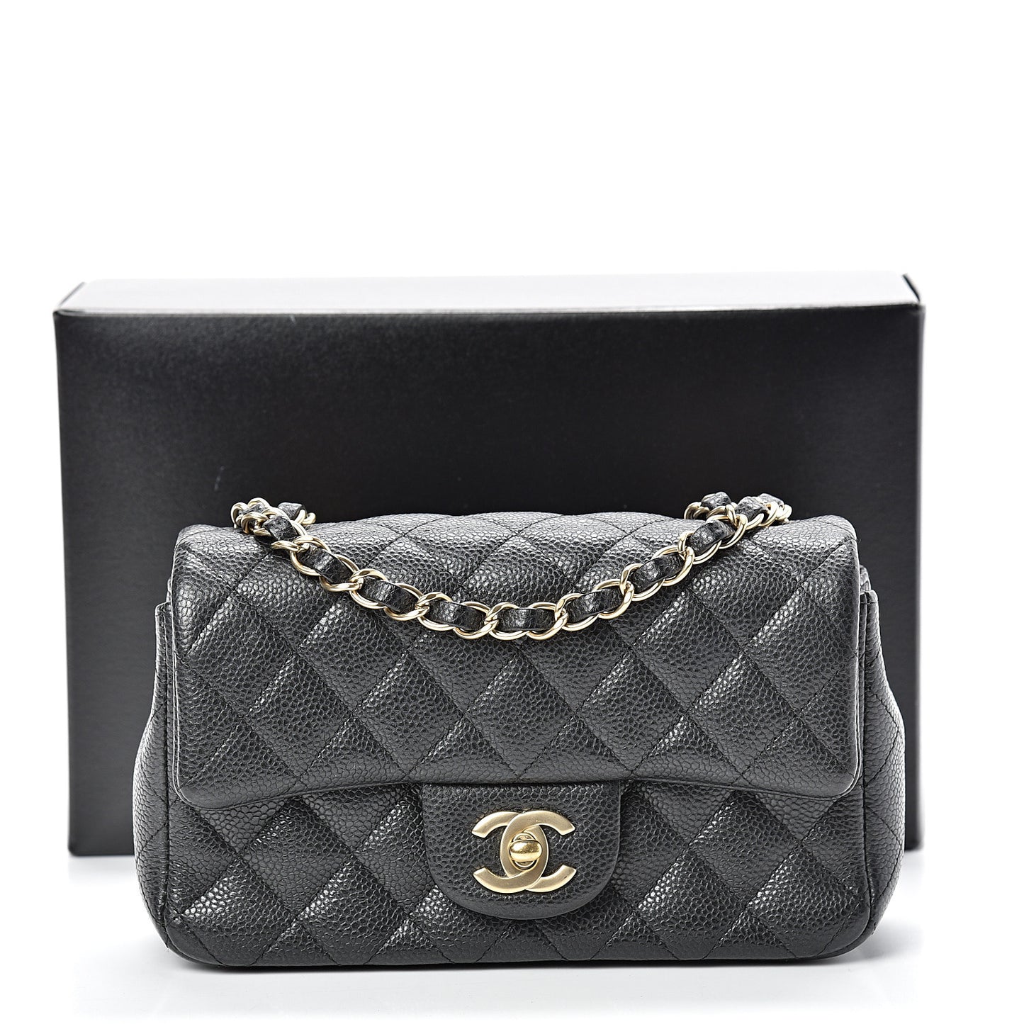 Caviar Quilted Mini Rectangular Flap Black