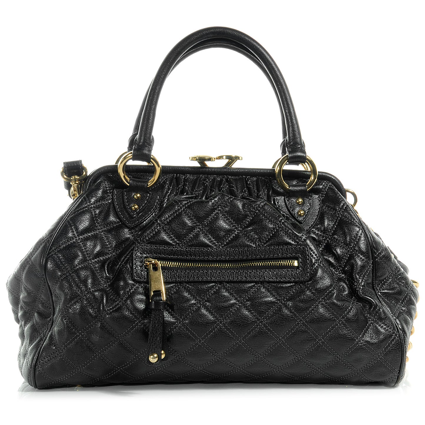 Quilted Leather Stam Bag Black