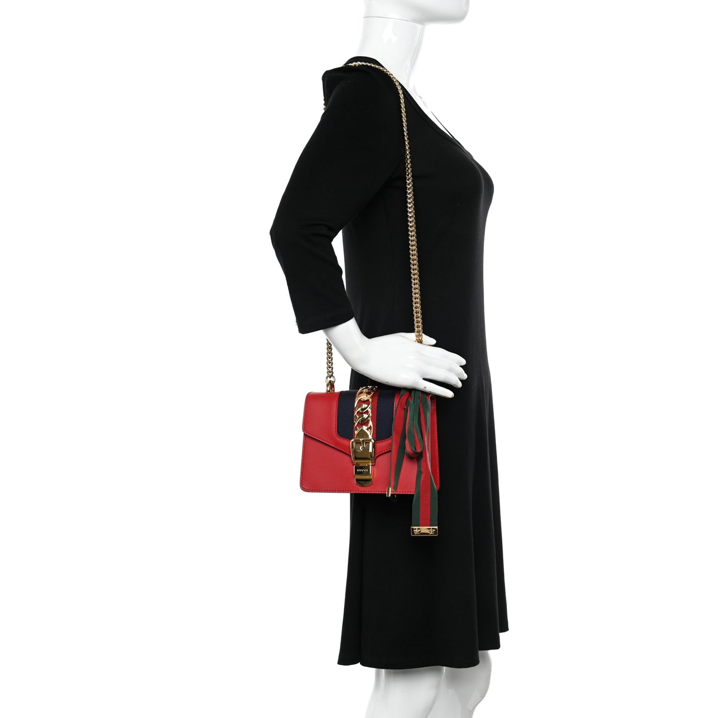 Calfskin Mini Sylvie Chain Shoulder Bag Hibiscus Red