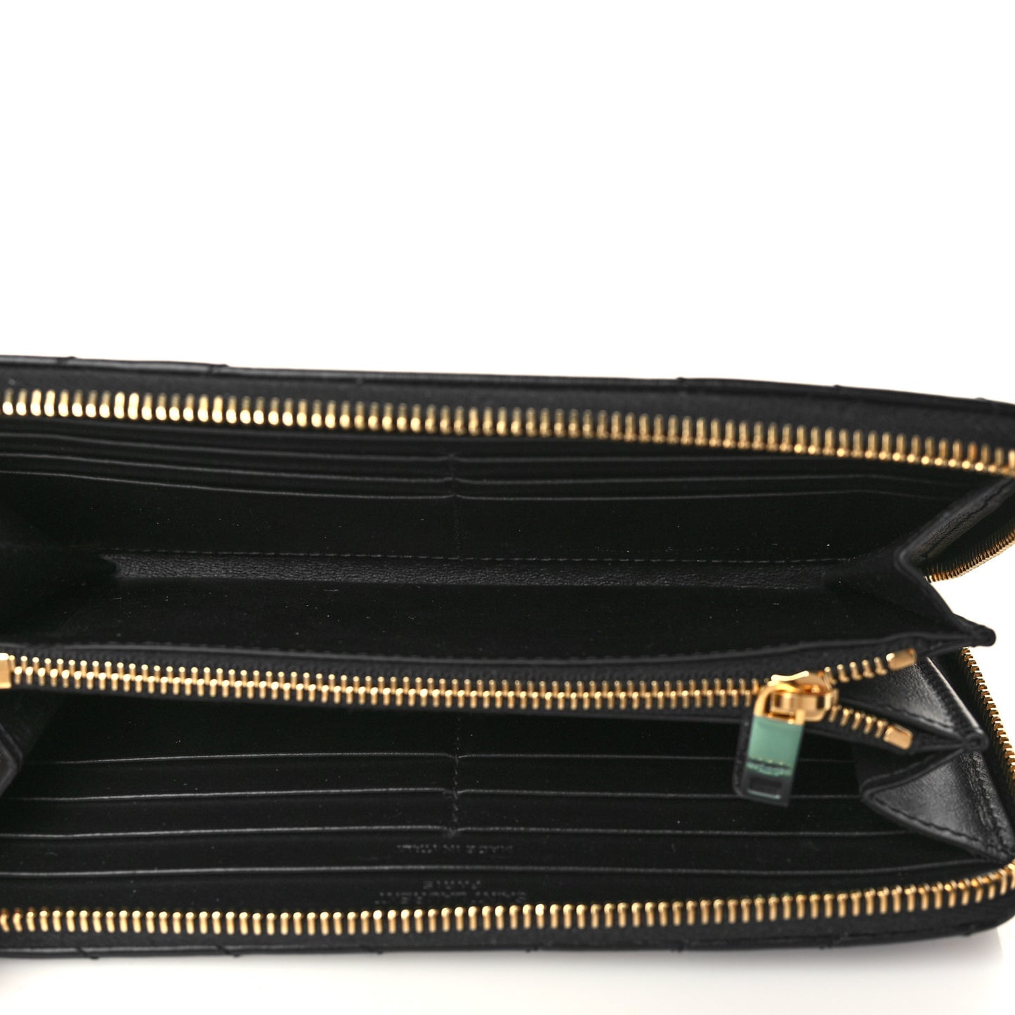 Calfskin Y Quilted Joan Zip Around Wallet Black