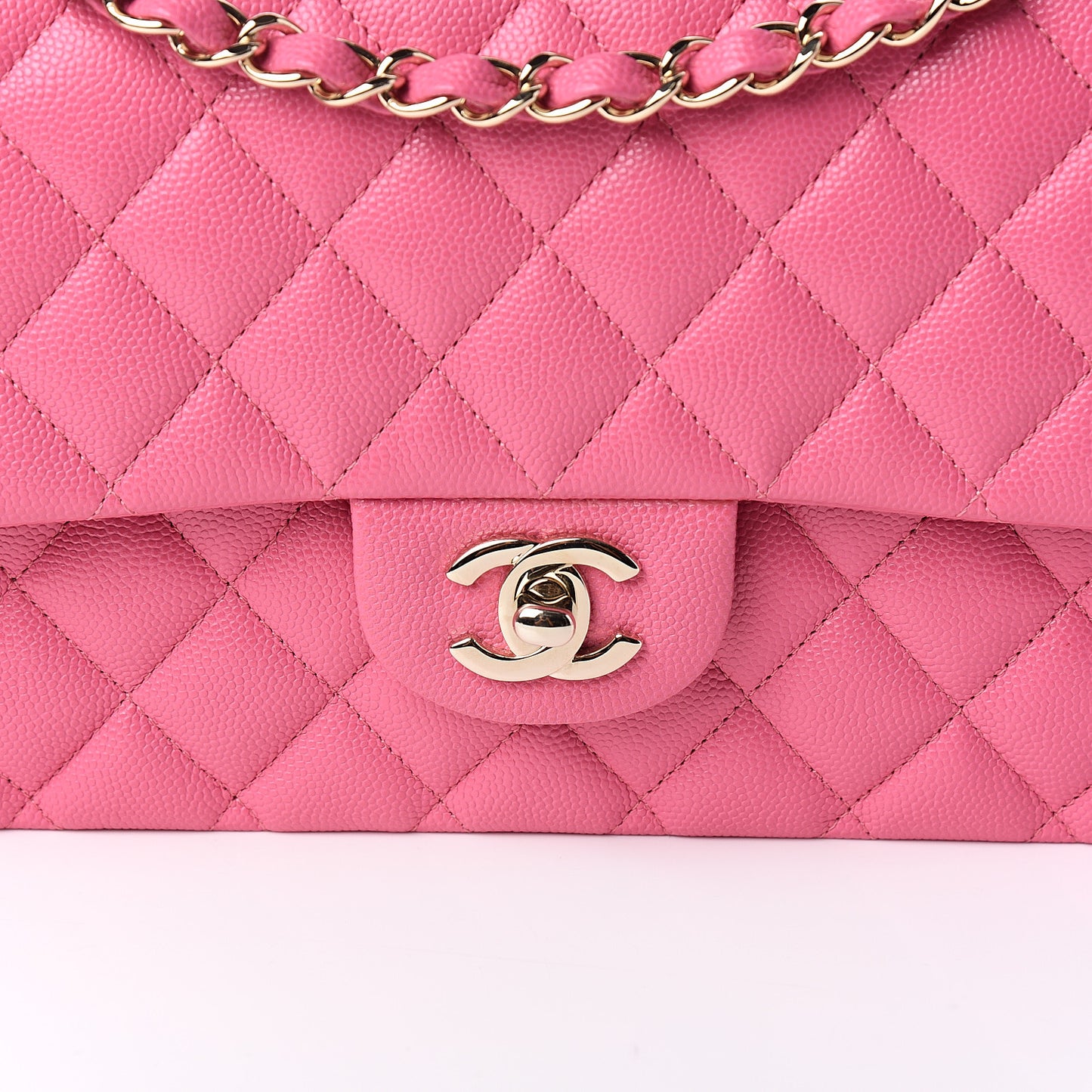 Caviar Quilted Medium Double Flap Pink