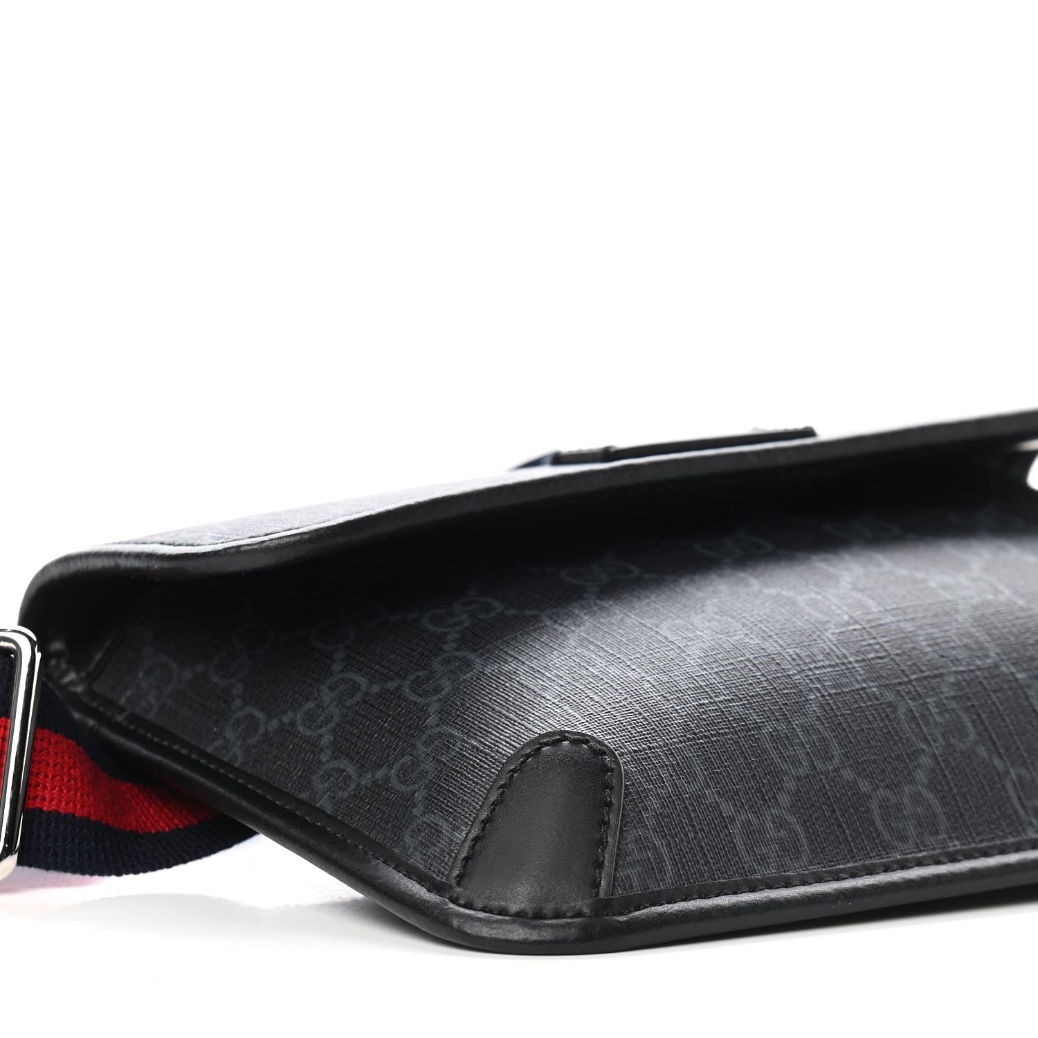 Gucci GG Supreme Monogram Web Slim Belt Bag Black Grey 5 of 11