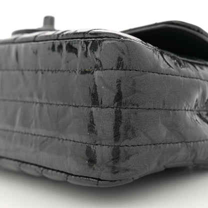 Chanel Patent Metallic Crumpled Calfskin Chevron Quilted Mini Rectangular Flap So Black 10 of 10