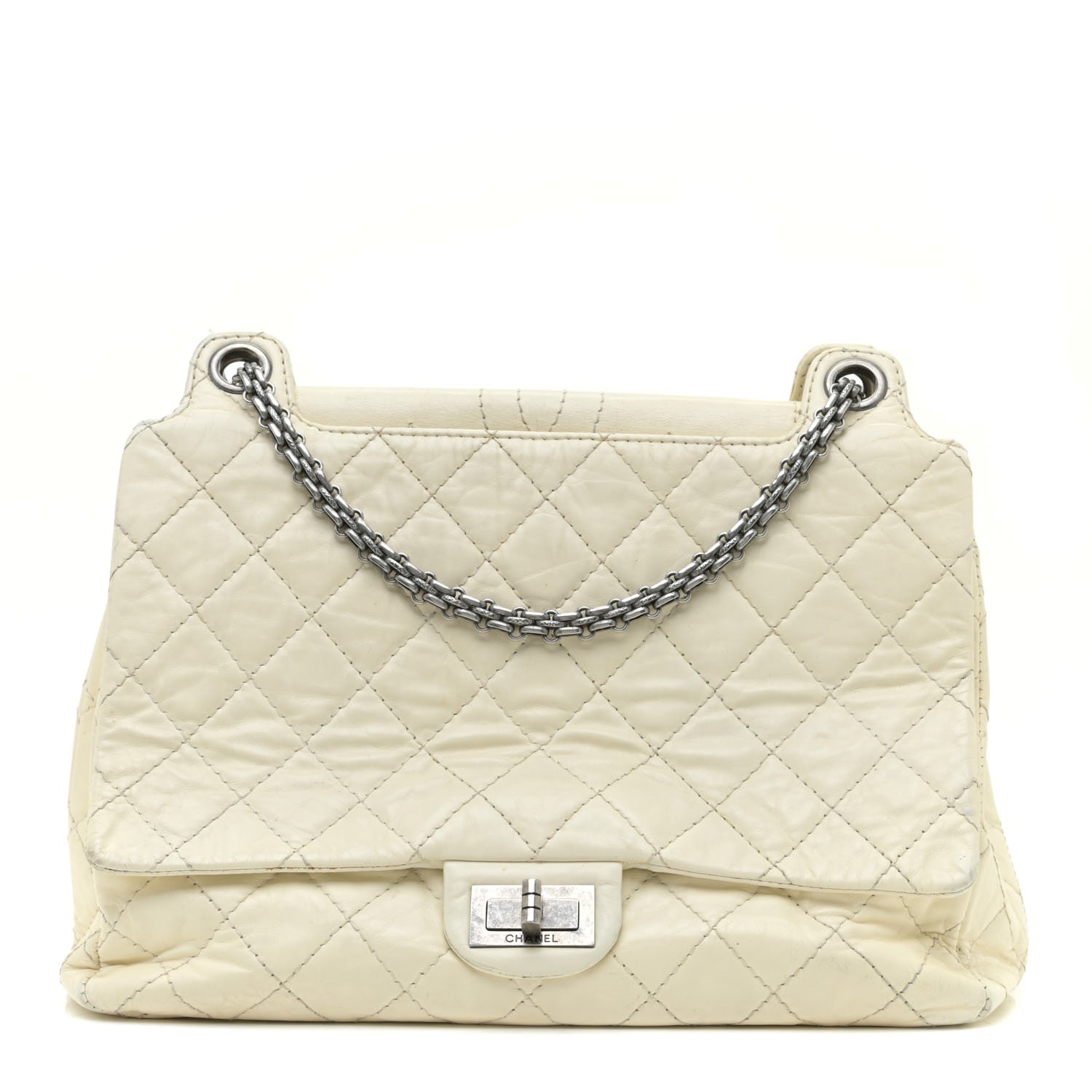 Chanel Aged Calfskin Quilted Reissue 2.55 Accordion Flap White 1 of 18