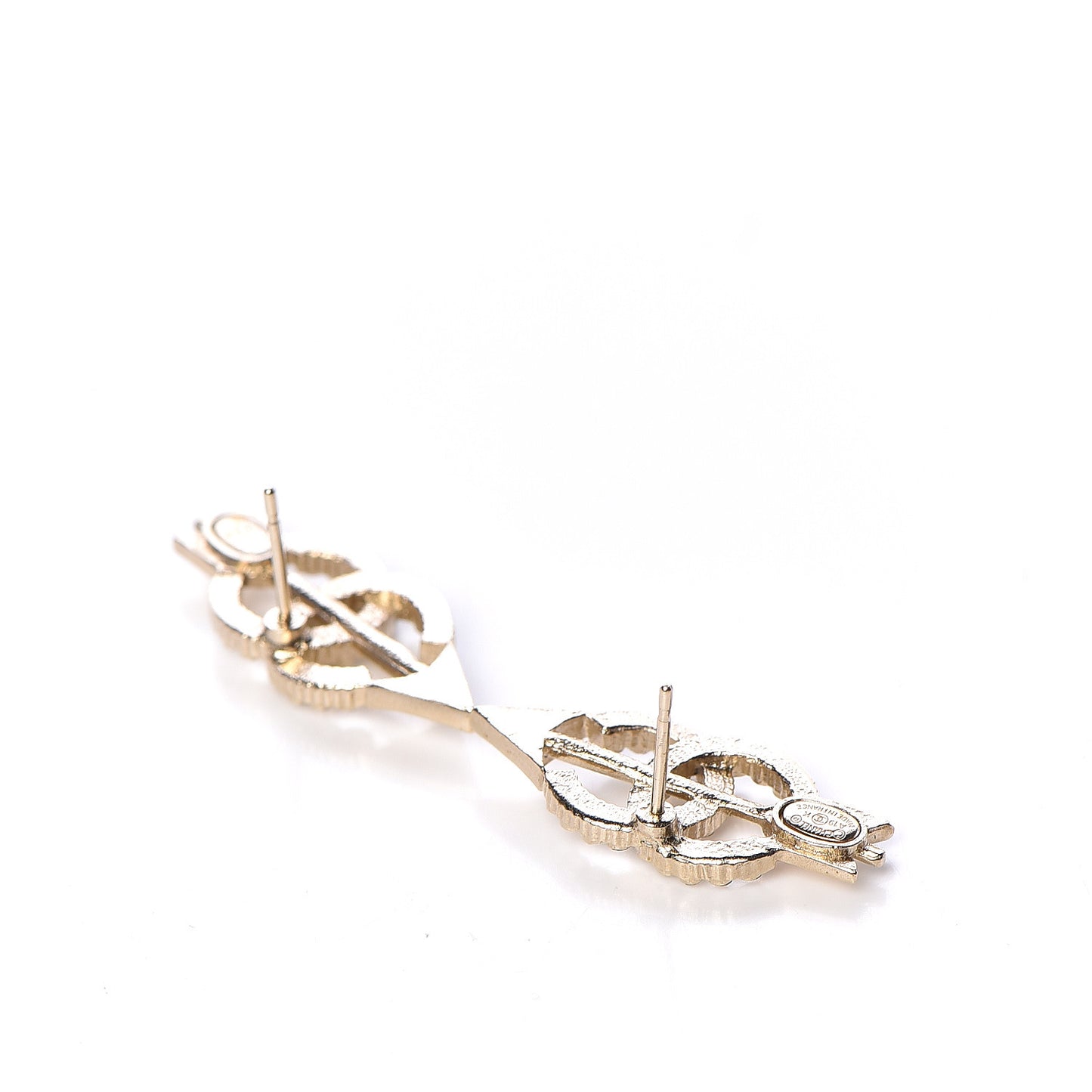 Metal Crystal CC Arrow Earrings Gold