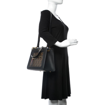 Fendi Vitello Century F is Fendi FF 1974 Embossed Small Runaway Satchel Black Maya 2 of 14