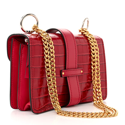 Chloe Calfskin Crocodile Embossed Aby Chain Shoulder Bag Brick Red 3 of 9