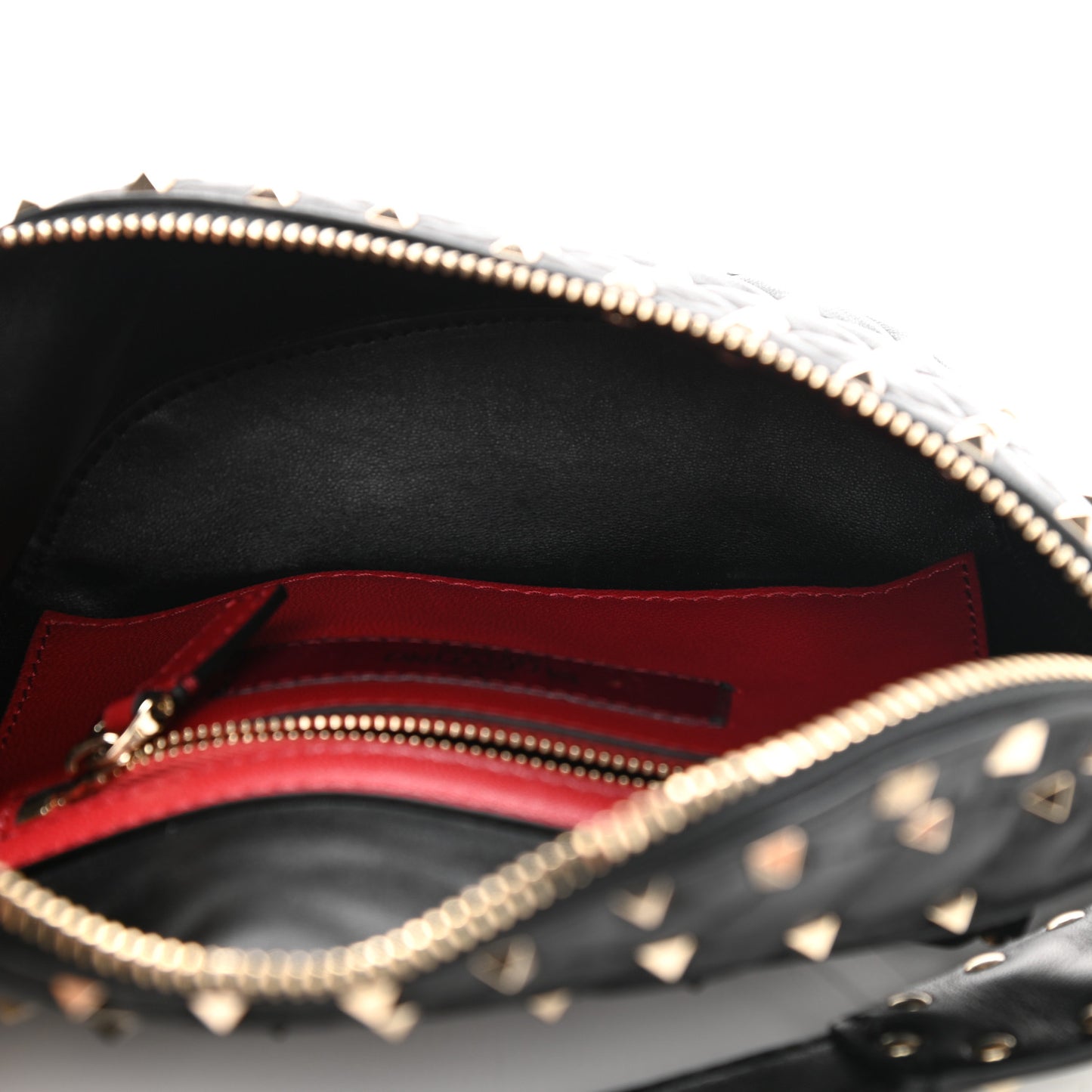 Lambskin Rockstud Spike Belt Bag 85 Black