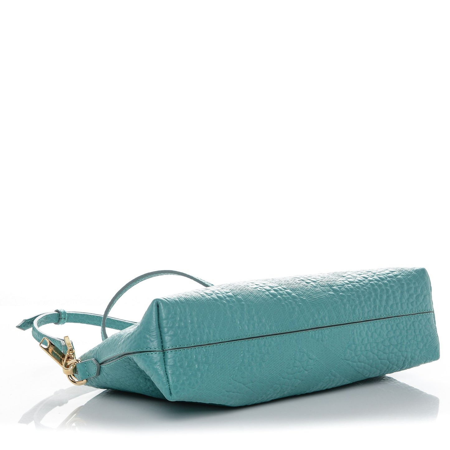 Signature Grain Calfskin Check Embossed Small Chichester Crossbody Clutch Bag Aqua Green