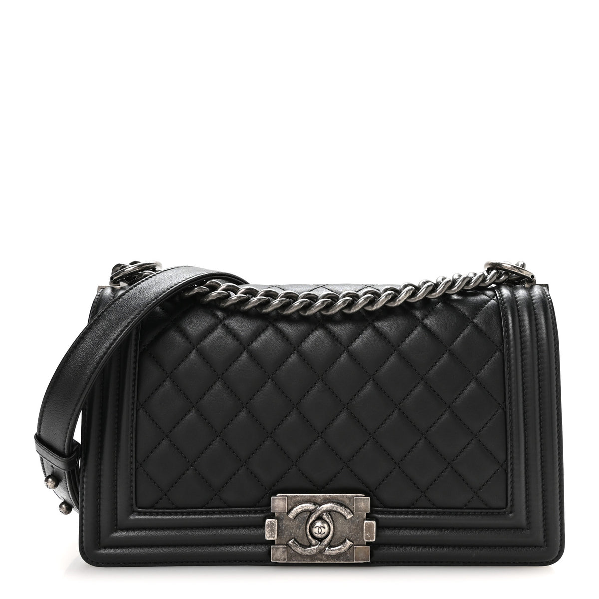 Chanel Lambskin Quilted Medium Boy Flap Black 1 of 10