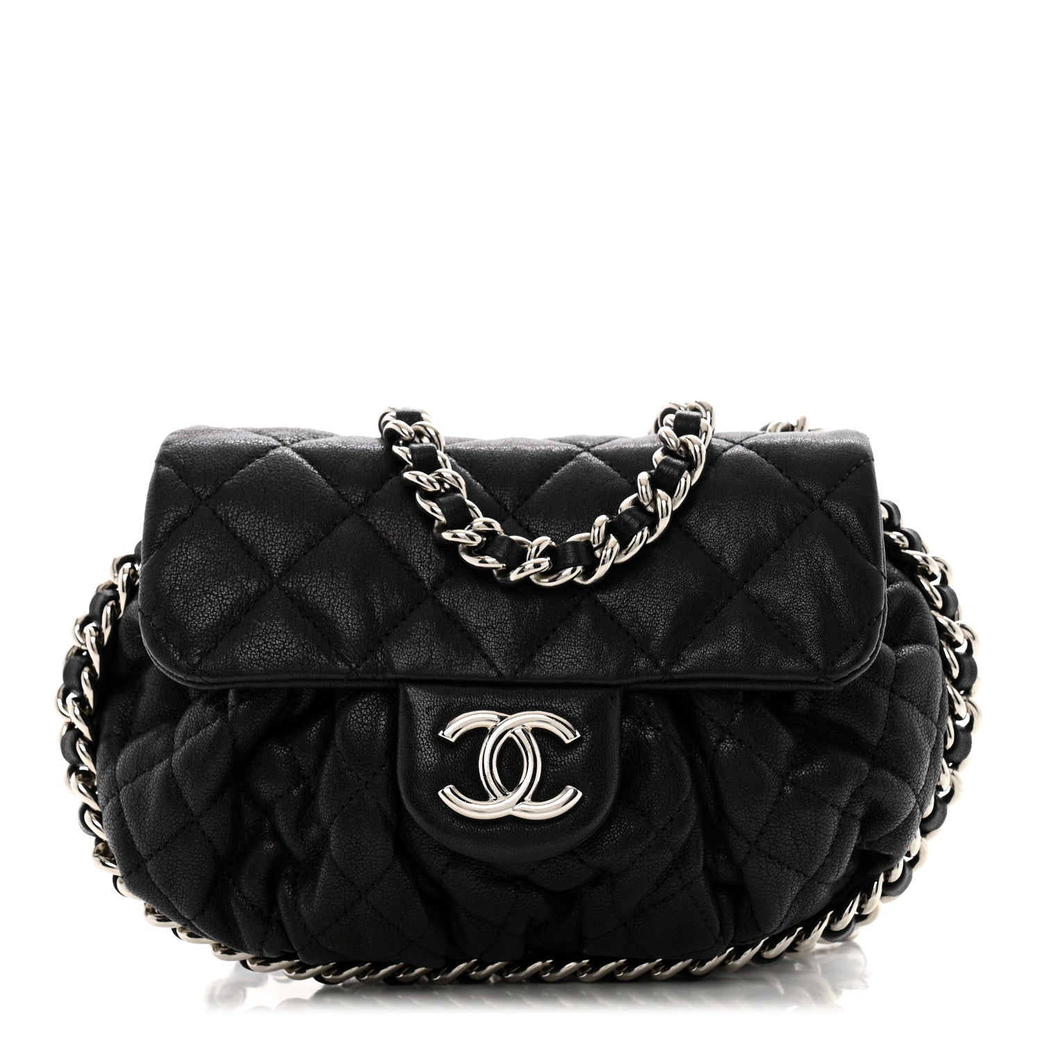 Chanel Washed Lambskin Quilted Mini Chain Around Flap Black 1 of 12