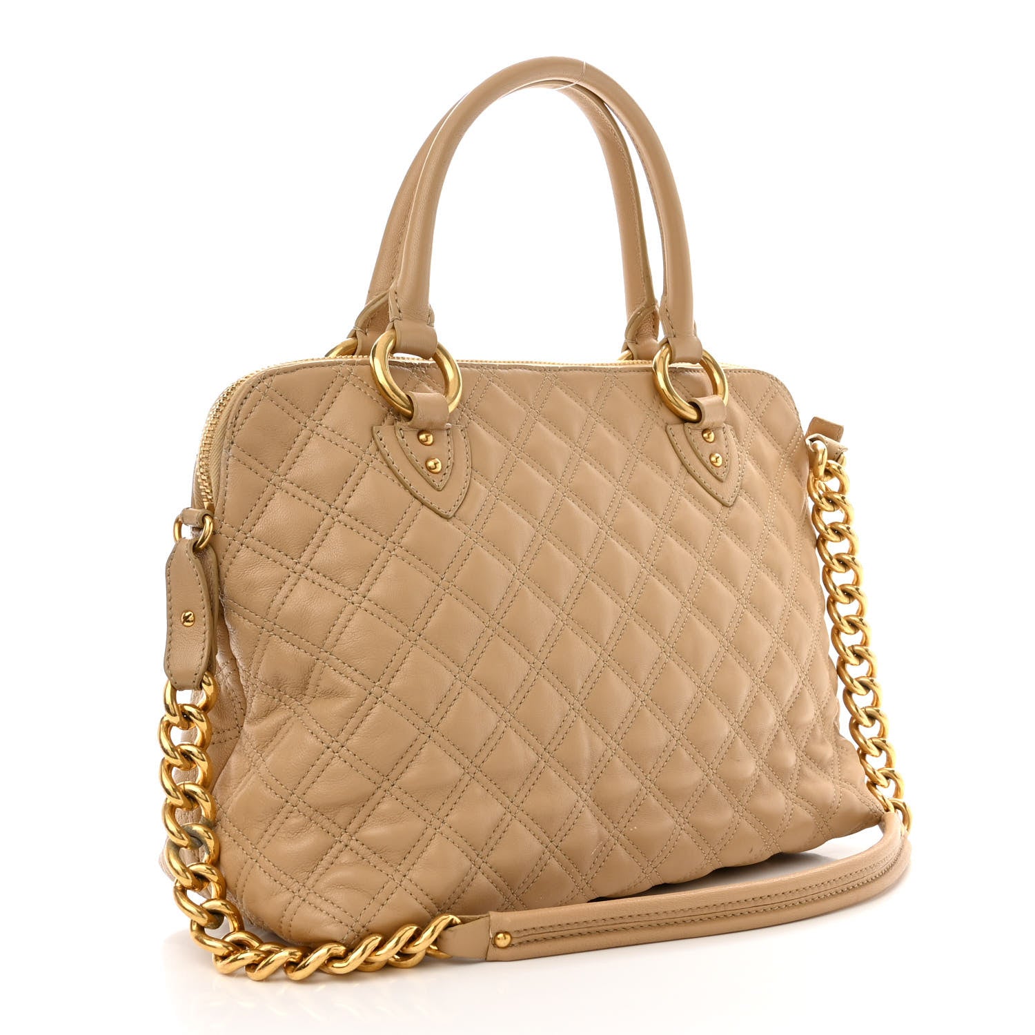 Marc Jacobs Lacquered Goatskin Quilted Karlie Satchel Brown 3 of 16