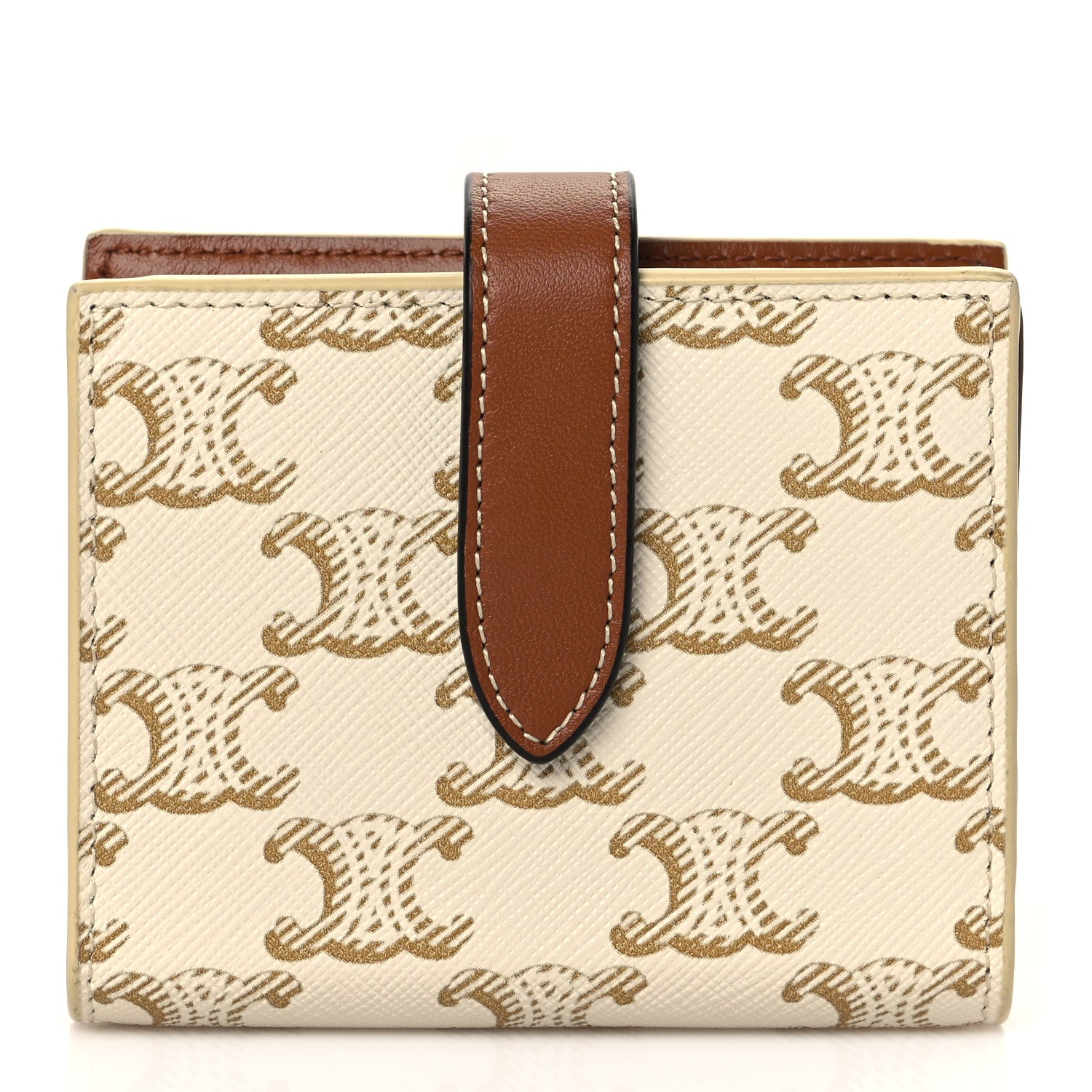 Celine Canvas Triomphe Small Strap Wallet White 1 of 7